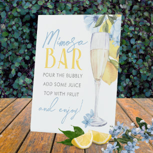 Mimosa Bar Watercolor Lemon Standing Pedestal Sign