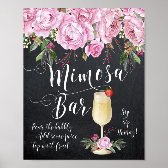 Mimosa Bar Wedding Sign Lilac Floral (Front)