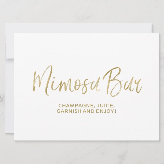 "Mimosa Bar" Wedding Sign | Stylish Golden Invitation (Front)