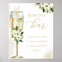 Mimosa Bar White and Gold Flowers & Glass Shower