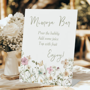 Mimosa Bar Wildflower Bridal Shower Pedestal Sign