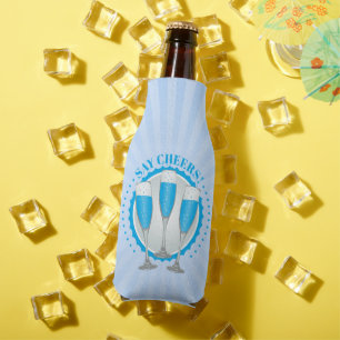 Mimosa Blue Champagne Glasses Bottle Cooler
