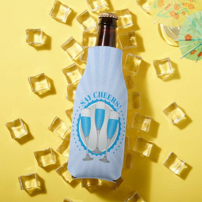 Mimosa Blue Champagne Glasses Bottle Cooler (In Situ Summer)