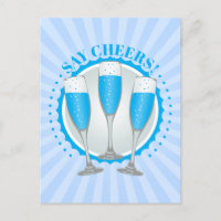 Mimosa Blue Champagne Glasses Postcard