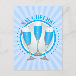 Mimosa Blue Champagne Glasses Postcard