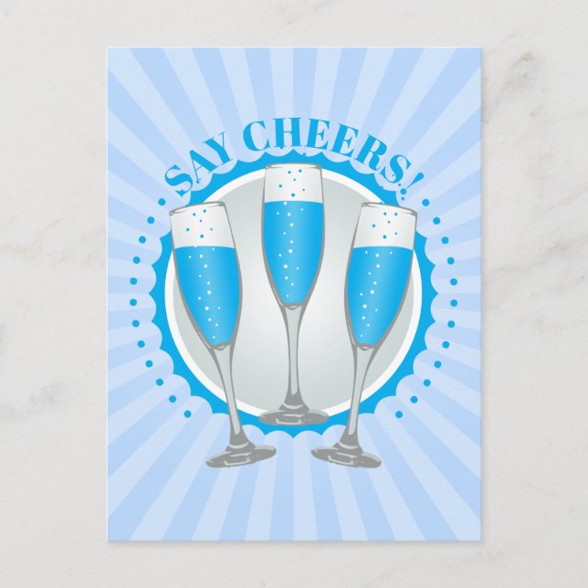 Mimosa Blue Champagne Glasses Postcard (Front)