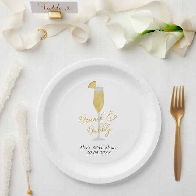 Mimosa Brunch and Bubbly Bridal Shower Paper Plate (Wedding)