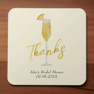 Mimosa Brunch Cocktail Glass Bridal Shower Square Sticker