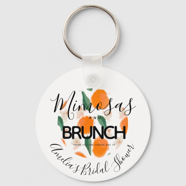 Mimosa Brunch Hand Drawn  Bridal Shower   Favour Key Ring (Front)