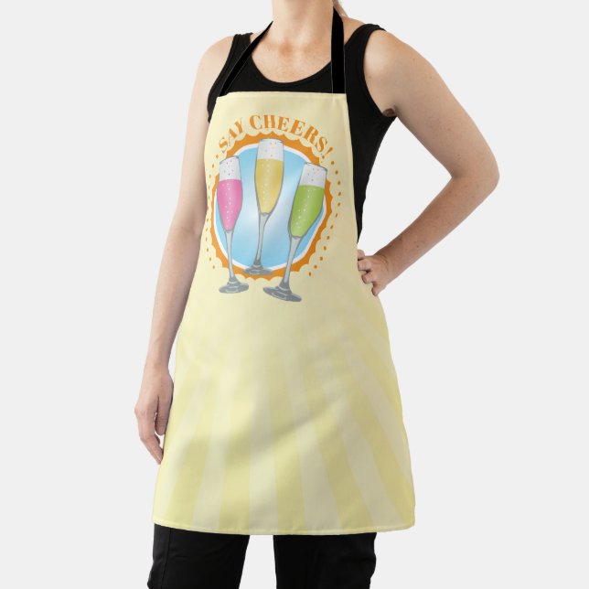 Mimosa Colourful Champagne Glasses Apron (Insitu)