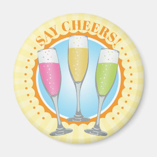 Mimosa Colourful Champagne Glasses Magnet