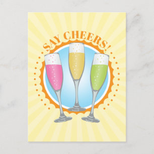 Mimosa Colourful Champagne Glasses Postcard