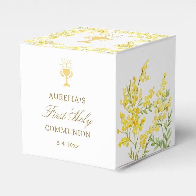 Mimosa First Communion Cube Favour Box (Front Side)