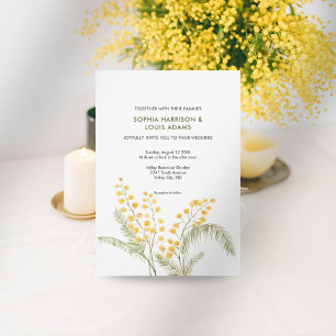 Mimosa flowers wedding invitation