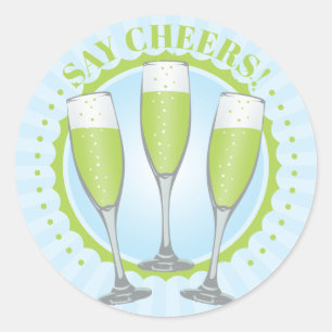 Mimosa GreeChampagne Glasses Classic Round Sticker