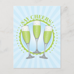 Mimosa Green Champagne Glasses Postcard