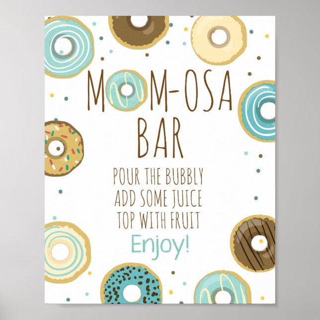 Mimosa Mum-osa Bar Doughnut Baby Shower Table Sign (Front)