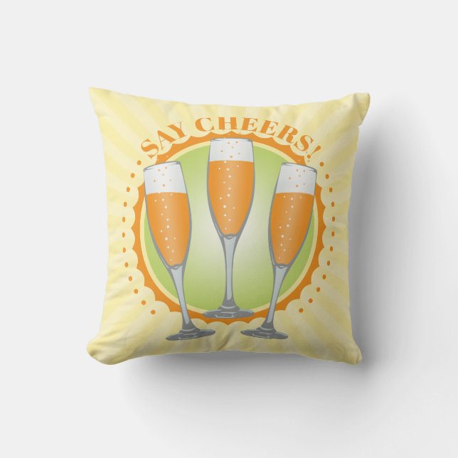 Mimosa Orange Champagne Glasses Cushion (Front)