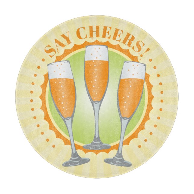 Mimosa Orange Champagne Glasses Cutting Board (Front)