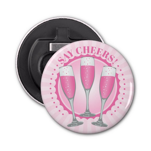 Mimosa Pink Champagne Glasses Bottle Opener (Front)