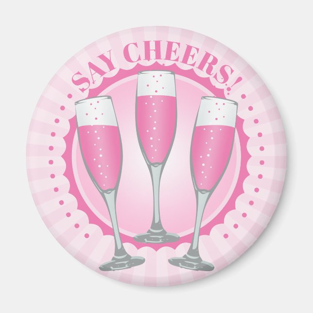 Mimosa Pink Champagne Glasses Magnet (Front)