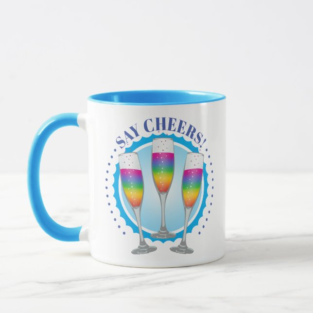 Mimosa Rainbow Champagne Glasses Mug (Left)