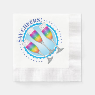 Mimosa Rainbow Champagne Glasses Napkins
