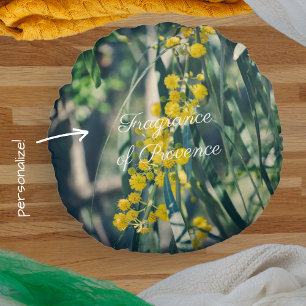 Mimosa Tree with Yellow Flowers Round Cushion