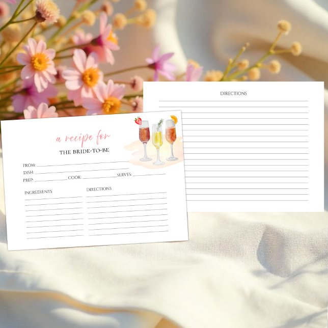Mimosas Cocktails Bridal Shower Recipe Cards (Creator Uploaded)