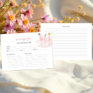 Mimosas Pink Cocktails Bridal Shower Recipe Cards