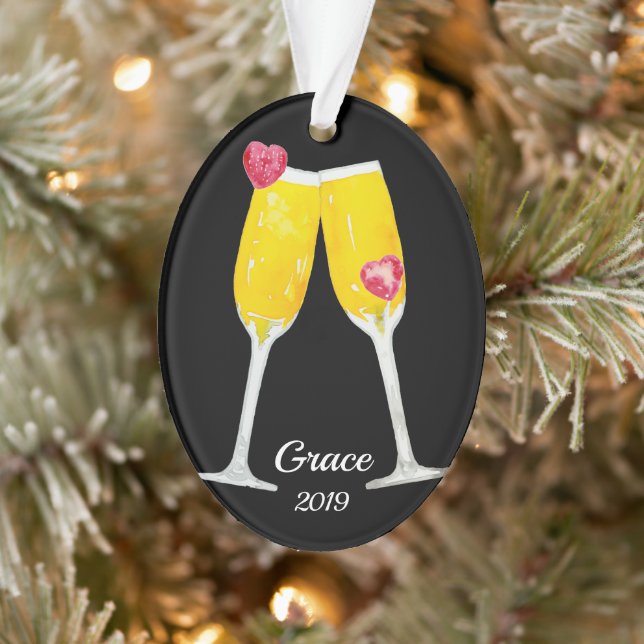 Mimosas Toasting Flutes Personalized Ornament (Tree)