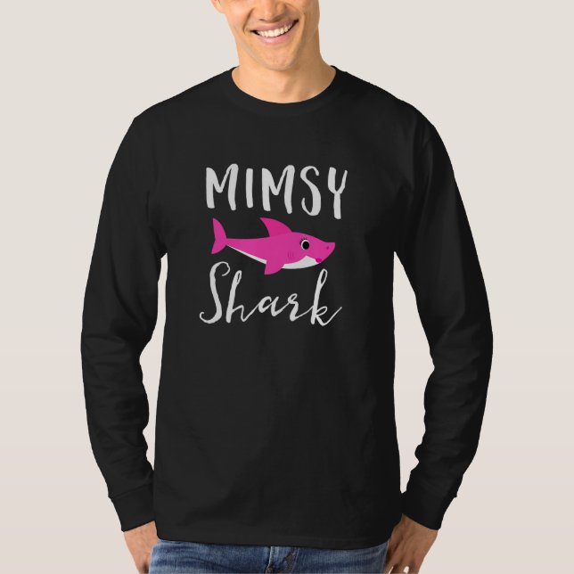 Mimsy Shark Grandma Grandmother Pink Shark Graphic T-Shirt (Front)