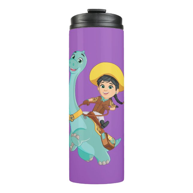 Min & Clover | Happy Cowgirl & Brontosaurus Ride Thermal Tumbler (Front)