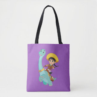 Min & Clover | Happy Cowgirl & Brontosaurus Ride Tote Bag