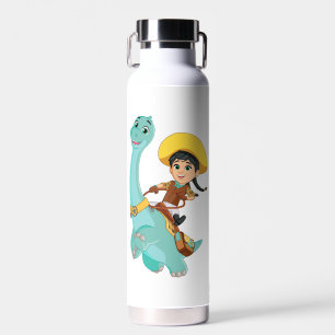 Min & Clover Happy Cowgirl & Brontosaurus Ride Water Bottle