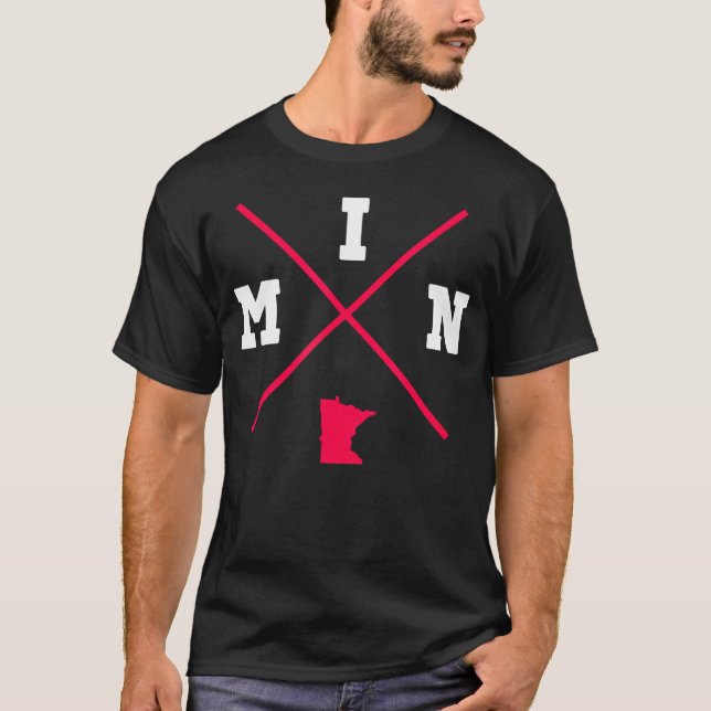 Min Minnesota Red State Outline T-Shirt (Front)