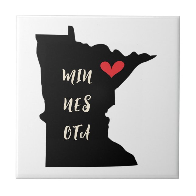 Min-Nes-Ota Minnesota Heart Ceramic Tile (Front)