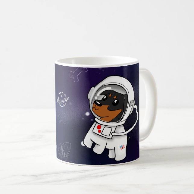 Min Pin Astronaut in Space Coffee Mug (Front Right)