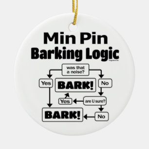 Min Pin Barking Logic Ceramic Tree Decoration