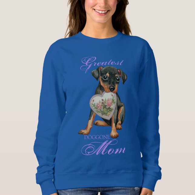 Min Pin Heart Mum Long Sleeve T-Shirt Sweatshirt (Front)