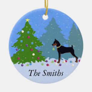 Min Pin in the Forest Decorating Christmas Tree Ceramic Tree Decoration