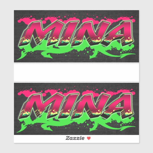 Mina First Name Graffiti Sticker (Sheet)