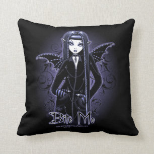 Mina Gothic Blue Bite Me Vampire Fairy Pillow