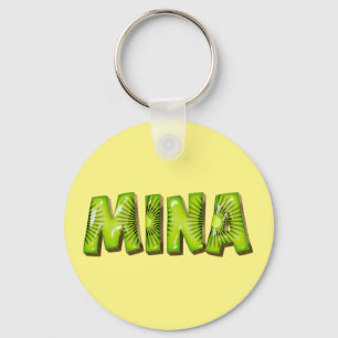 Mina Name Kiwi Design Key Fans Key Ring