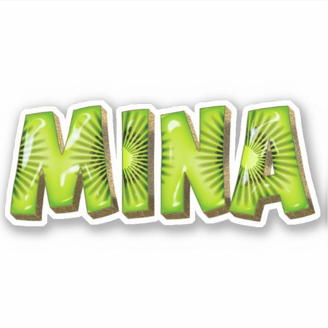 Mina Name Kiwi Design Sticker (Front)