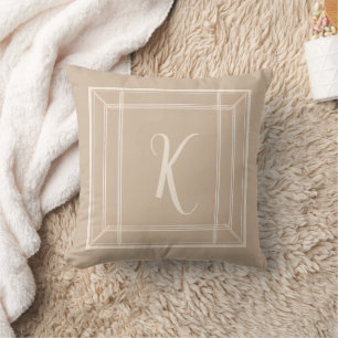 Minamalist Taupe & Cream Monogram Cushion
