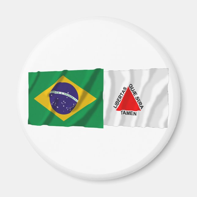 Minas Gerais & Brazil Waving Flags Magnet (Front)