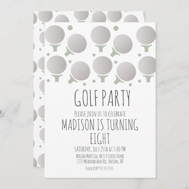 Minature Golf Balls Birthday Party Invitation (Front/Back)