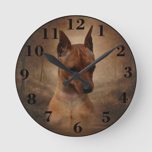minature pinscher round clock (Front)