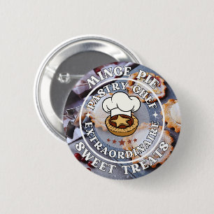 Mince Pie Pastry Chef Extraordinaire Sweet Treats 6 Cm Round Badge